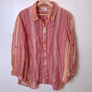 Coldwater Creek Pink Striped Button Down Shirt